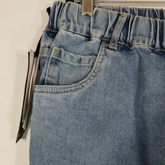 NWT Elasticated-Waist Denim Trousers in Blue Womens Size 34 - Picture 3 of 12